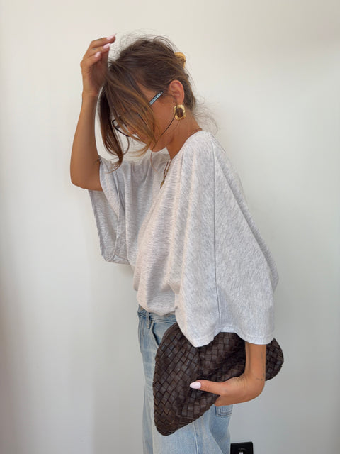 T-shirt Lover's dos nu V - gris chiné