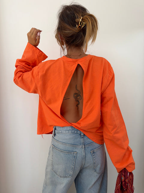 Haut manches longues dos nu - orange