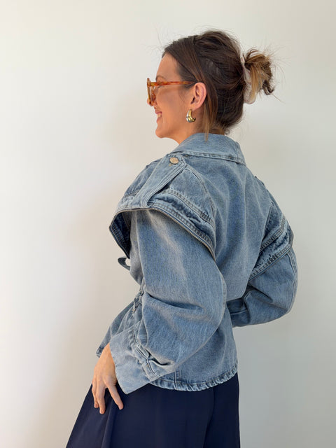 Veste en jeans - détails zipés
