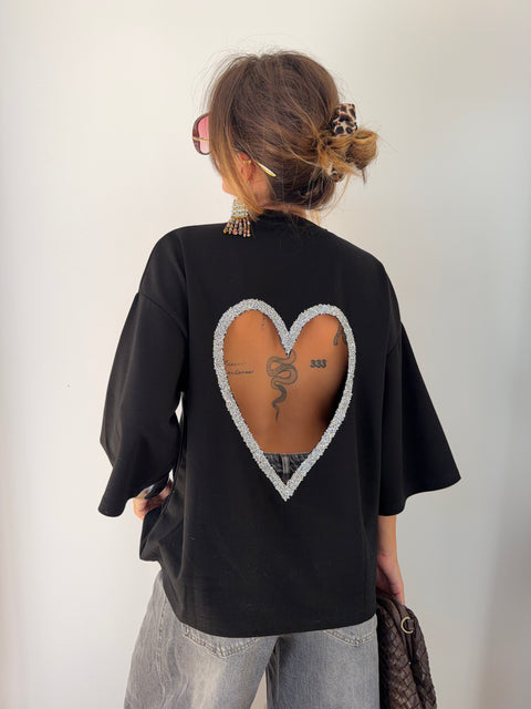 T-shirt coeur - noir