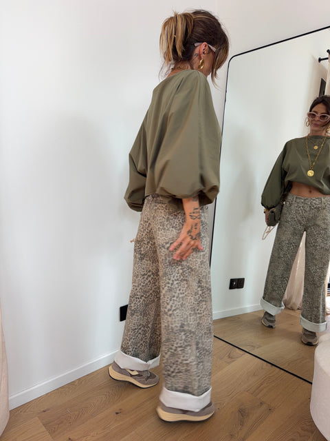 Jeans droit léopard clair