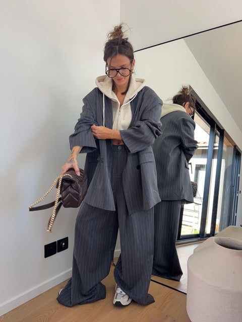 Pantalon à rayures - bleu