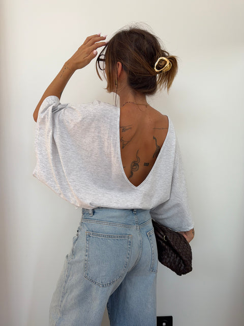 T-shirt Lover's dos nu V - gris chiné
