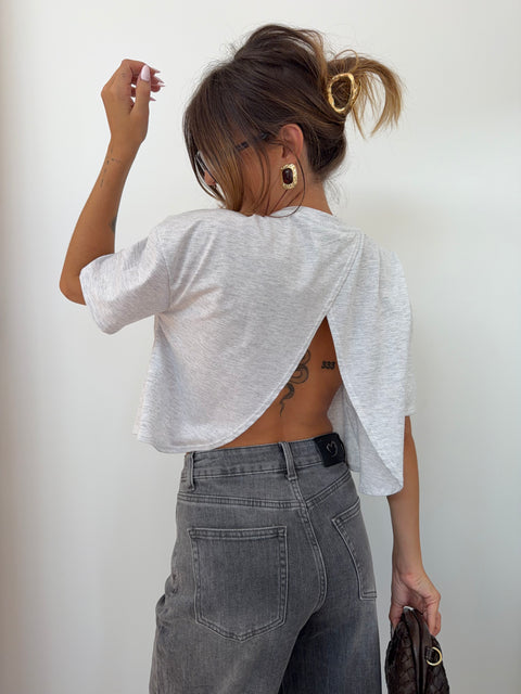 T-shirt Mia dos nu Lover's - gris chiné