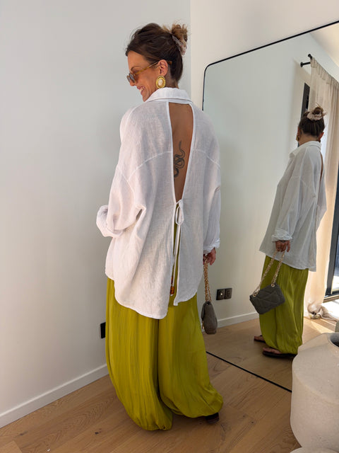 Chemise dos nu en lin - blanche