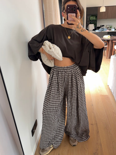 Pantalon à carreau - chocolat