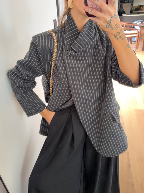Blazer à bouton rayé - noir