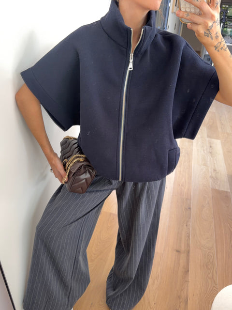 Veste sweat à zip - bleu marine