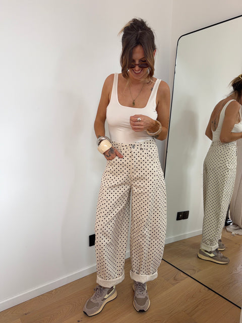 Jeans à pois - beige et choco
