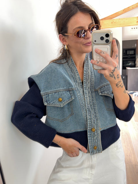 Veste bi-matière en jean
