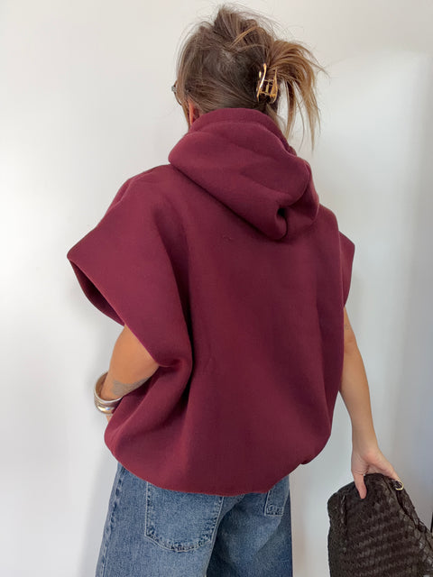 Sweat oversize à capuche - prune