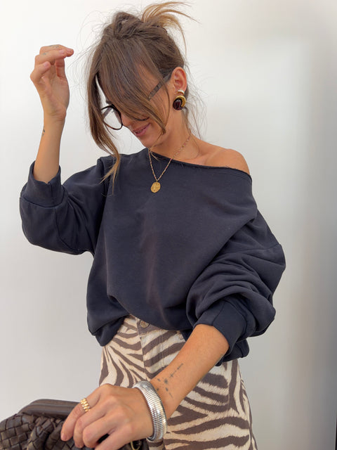 Sweat asymétrique - bleu marine