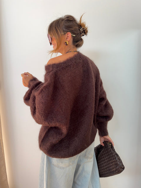 Pull 80% Mohair - chocolat