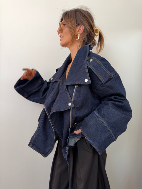 Veste en jean oversize - bleu foncé