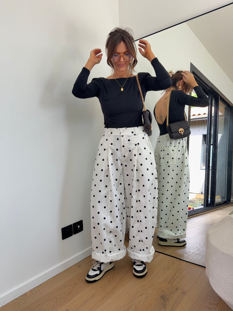 Pantalon Jacks à pois - blanc