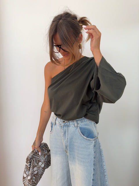 T-shirt asymétrique - kaki
