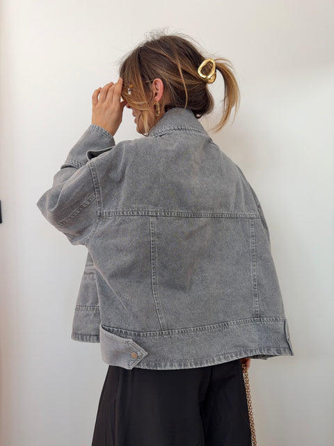 Veste en jean oversize - grise