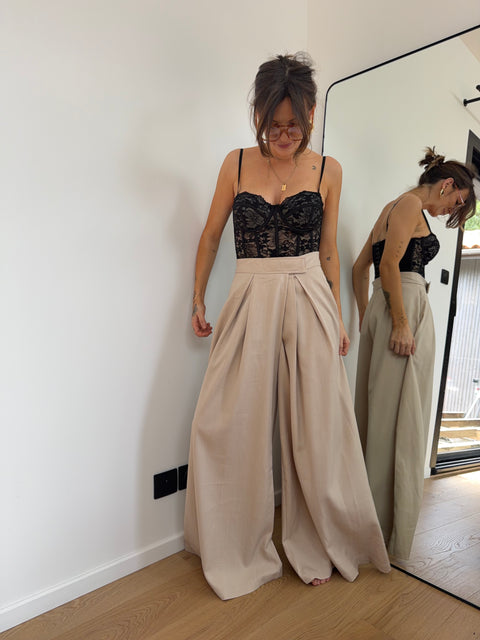 Pantalon à scratch - beige