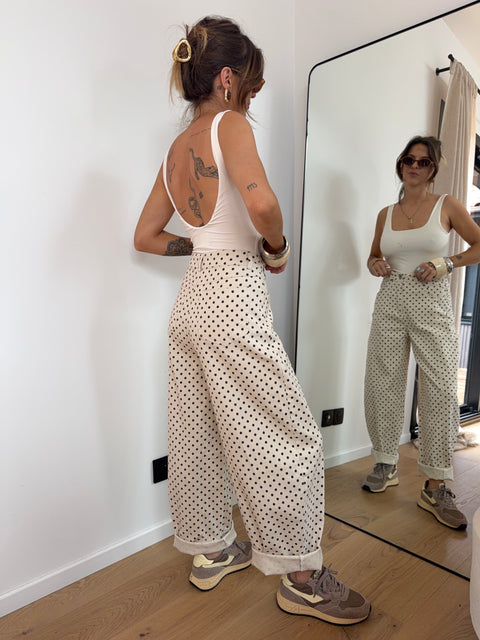 Jeans à pois - beige et choco