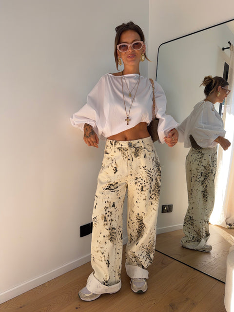 Jeans à motifs Lou - beige