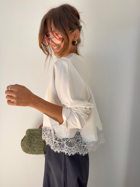 T-shirt manches longues dentelle