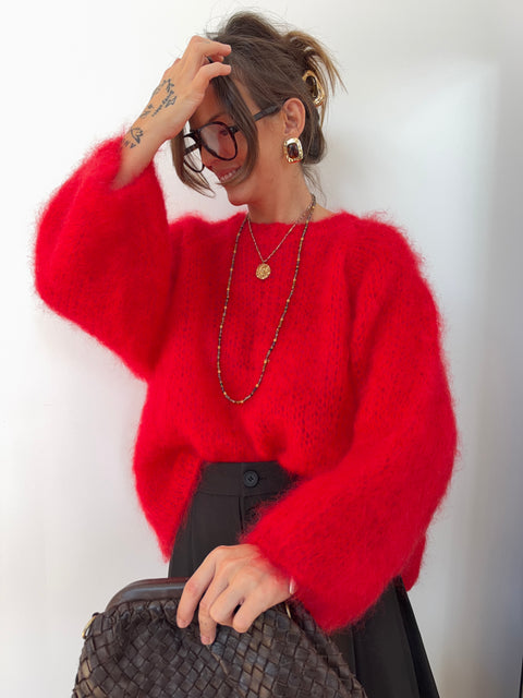 Pull 80% Mohair - rouge