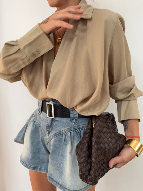 Chemise fluide croisée - sable