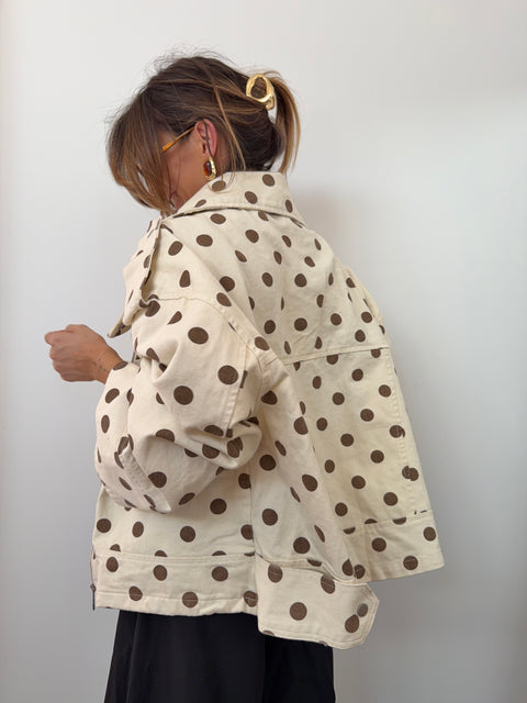 Veste en jean oversize - à pois beige