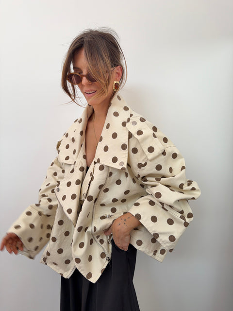 Veste en jean oversize - à pois beige