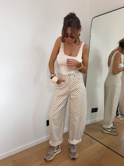 Jeans à pois - beige et choco