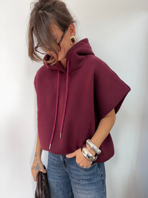 Sweat oversize à capuche - prune