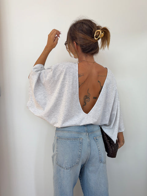T-shirt Lover's dos nu V - gris chiné