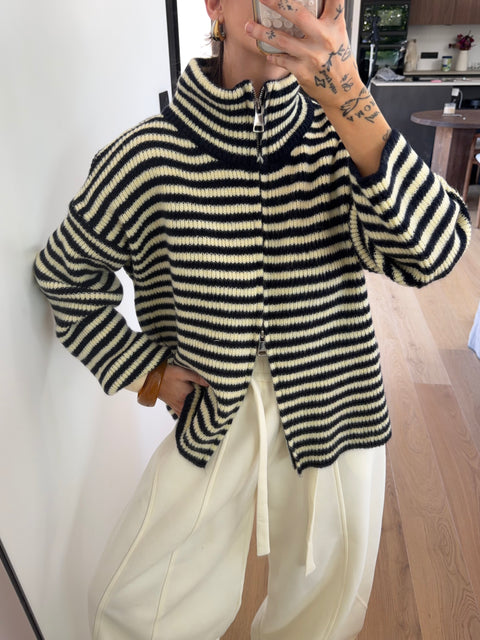 Gilet à rayures - jaune et marine