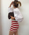 Short en crochet rayé - rouge