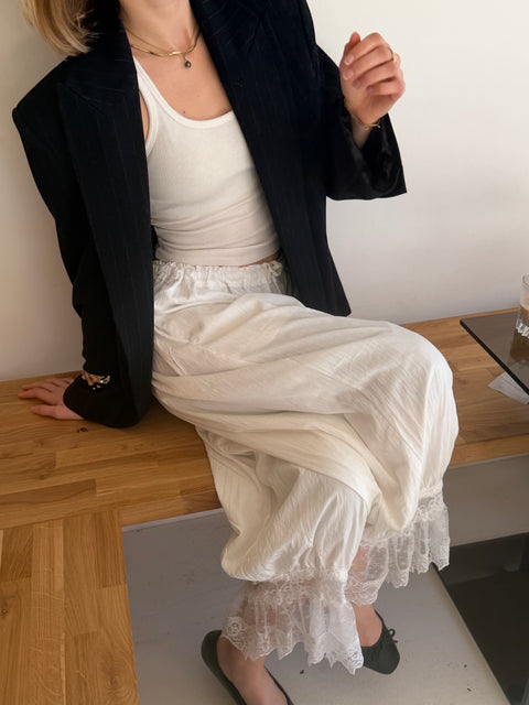 Pantalon à dentelle - blanc