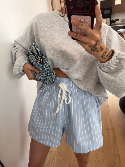 Short d'été rayé - bleu