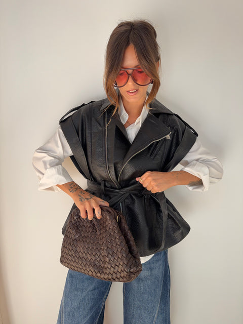 Perfecto en cuir sans manche