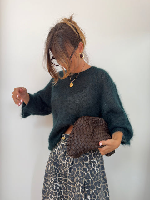 Pull 80% mohair - vert bouteille