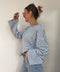 T-shirt manches longues rayé - baby blue