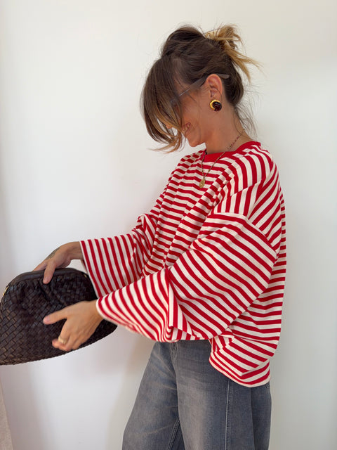 Sweat marinière rouge