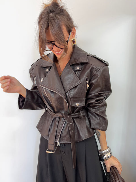 Veste simili à épaulettes - chocolat