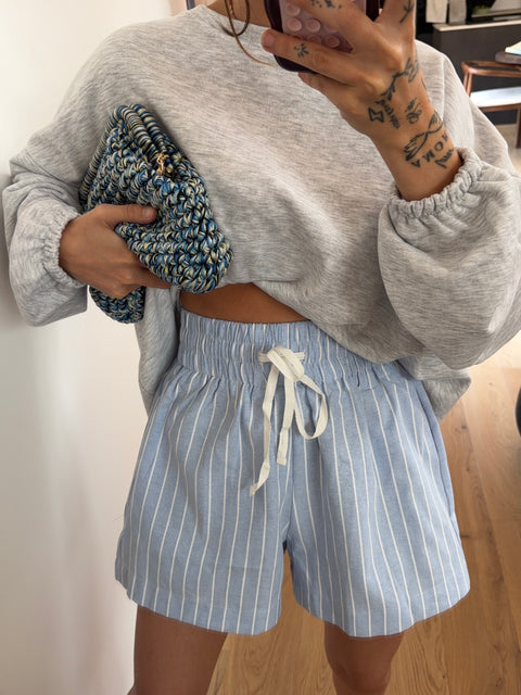 Short d'été rayé - bleu