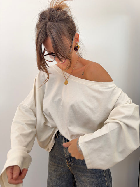T-shirt asymétrique - écru