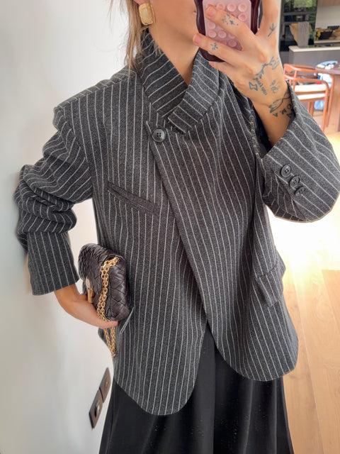 Blazer à bouton rayé - noir