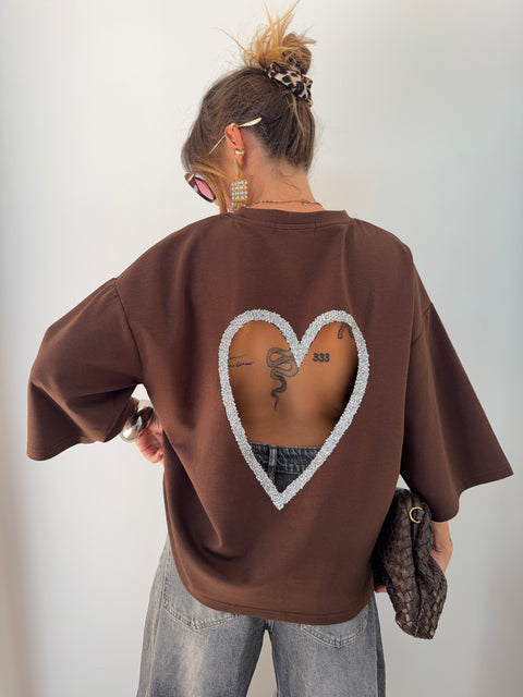 T-shirt coeur - chocolat