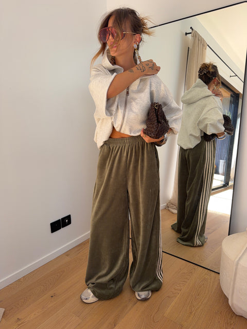 Jogging velours - olive