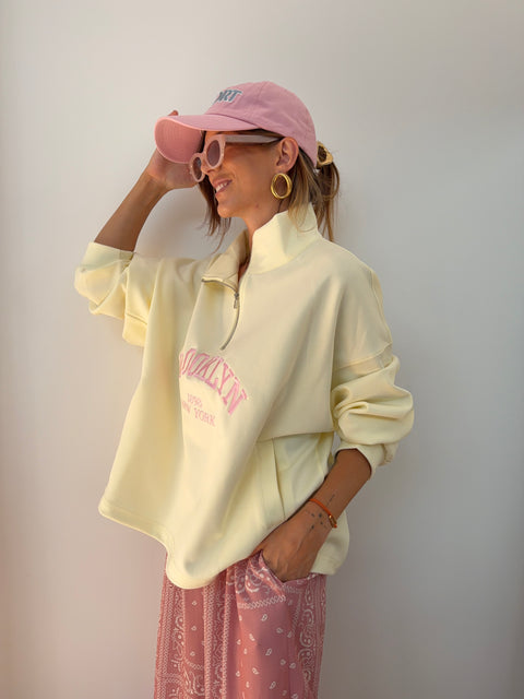 Sweat Brooklyn - jaune et rose