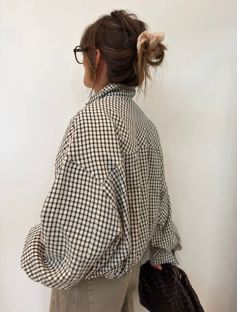 Veste à carreau - écru & noir