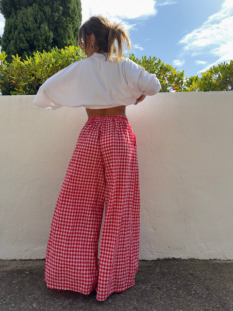 Pantalon à carreaux - rouge (pré commande)