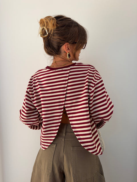 Haut MIA rayé - bordeaux & blanc